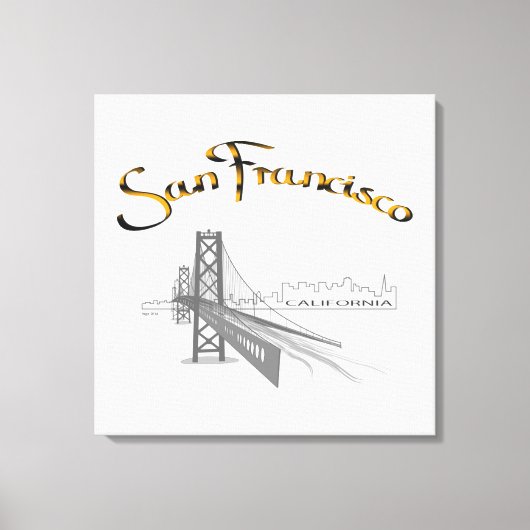 San Francisco, California Grey Gold Canvas Afdruk (Voorkant)