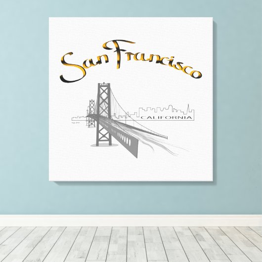 San Francisco, California Grey Gold Canvas Afdruk (Insitu (Houten vloer))