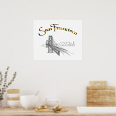 San Francisco, California Grey Gold Poster (Keuken)
