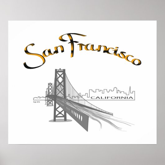 San Francisco, California Grey Gold Poster (Voorkant)