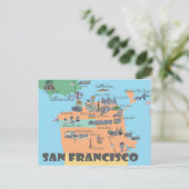 San Francisco California Highlight Maps Briefkaart (Staand voorkant)