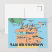 San Francisco California Highlight Maps Briefkaart (Voorkant / Achterkant)