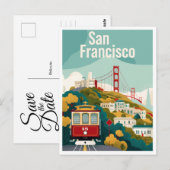 San Francisco California - Kabelbaan Save the Date Briefkaart (Voorkant / Achterkant)