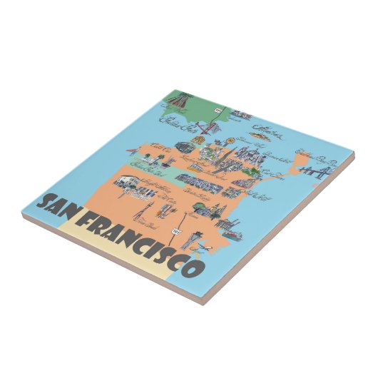 San Francisco California Map Tegeltje (Zijkant)