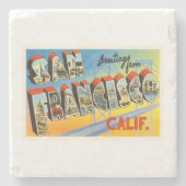 San Francisco California Old Travel Souvenir Stenen Onderzetter (Voorkant)