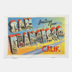San Francisco California Old Travel Souvenir Theedoek