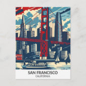 San Francisco California Retro kunstwerk reizen Briefkaart (Voorkant)