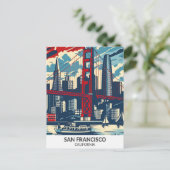 San Francisco California Retro kunstwerk reizen Briefkaart (Staand voorkant)