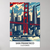 San Francisco California Retro kunstwerk reizen Poster (Voorkant)