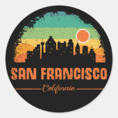 San Francisco California  Retro Stripe Ronde Sticker (Voorkant)
