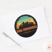 San Francisco California  Retro Stripe Ronde Sticker (Envelop)