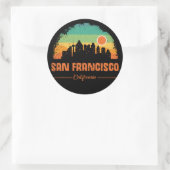 San Francisco California  Retro Stripe Ronde Sticker (Tas)