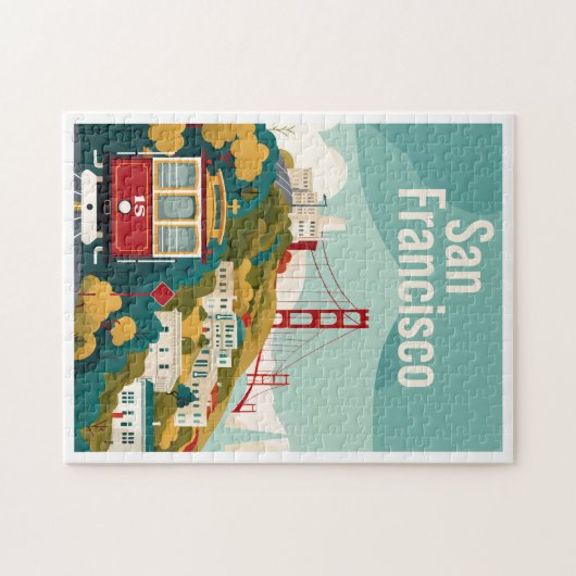 San Francisco California - Rode kabelbaan Legpuzzel (Horizontaal)