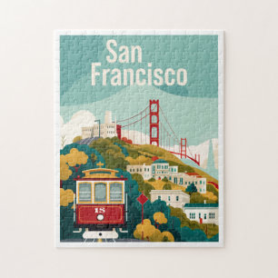 San Francisco California - Rode kabelbaan Legpuzzel
