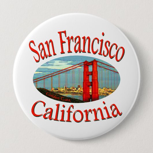 San Francisco California Ronde Button 4,0 Cm (Voorkant)
