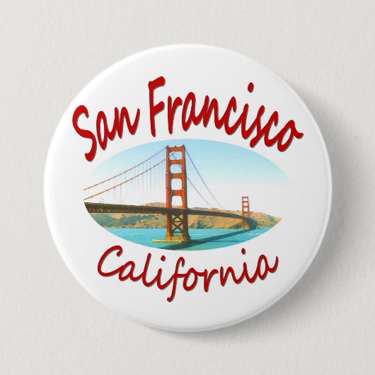 San Francisco California Ronde Button 7,6 Cm (Voorkant)