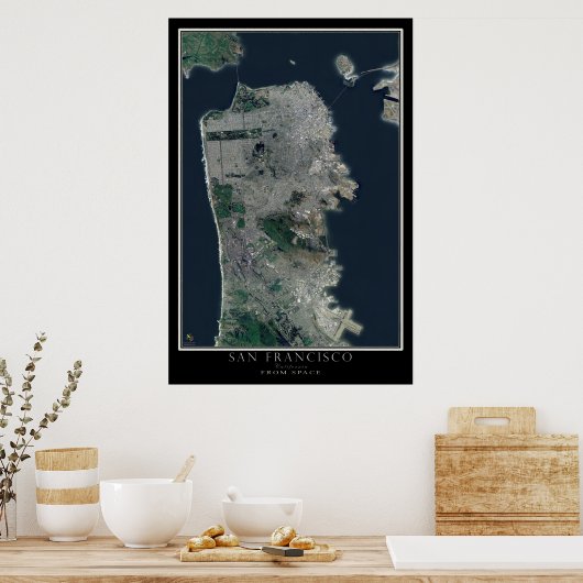 San Francisco California Satellite Map Poster (Keuken)