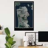 San Francisco California Satellite Map Poster (Thuiskantoor)