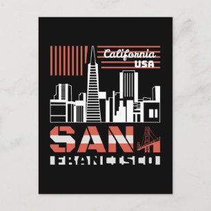 San Francisco California Silhouette Retro Stedelij Briefkaart