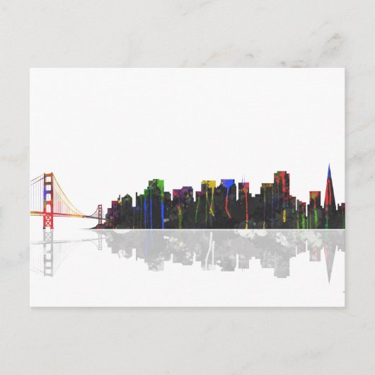 San Francisco California Skyline Briefkaart (Voorkant)