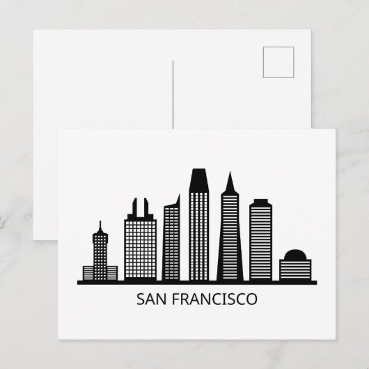 San Francisco California Skyline Briefkaart (Voorkant / Achterkant)