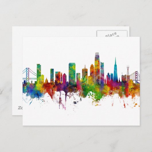 San Francisco California Skyline Briefkaart (Voorkant / Achterkant)