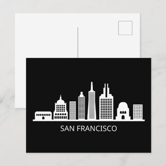 San Francisco California Skyline Briefkaart (Voorkant / Achterkant)