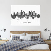 San Francisco California Skyline BW Canvas Afdruk (Insitu (Slaapkamer))