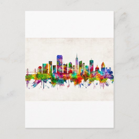 San Francisco California Skyline Feestdagenkaart (Voorkant)