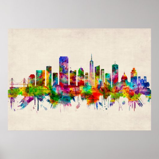 San Francisco California Skyline Poster (Voorkant)