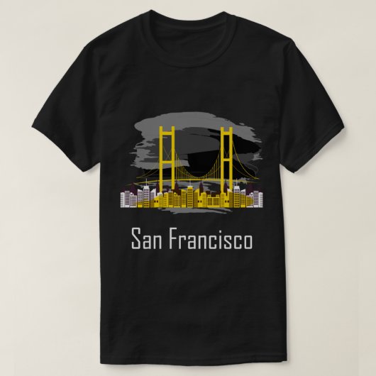 San Francisco California Skyline Souvenir T-shirt (Design voorkant)
