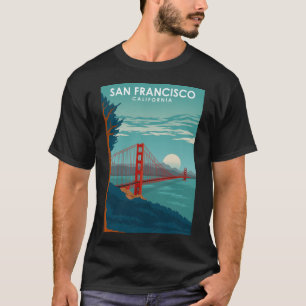 San Francisco California Travel Poster Golden Gate T-shirt