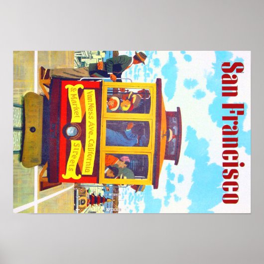 San Francisco California Trolley Car Golden Gate Poster (Voorkant)