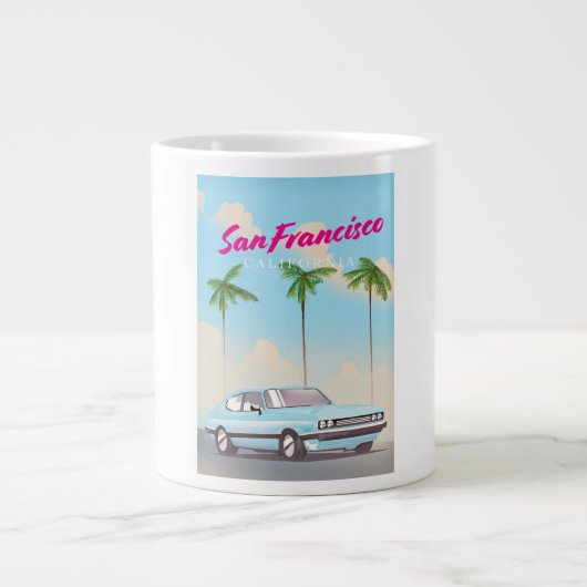 San Francisco California Tropical Reisposter Grote Koffiekop (Voorkant)
