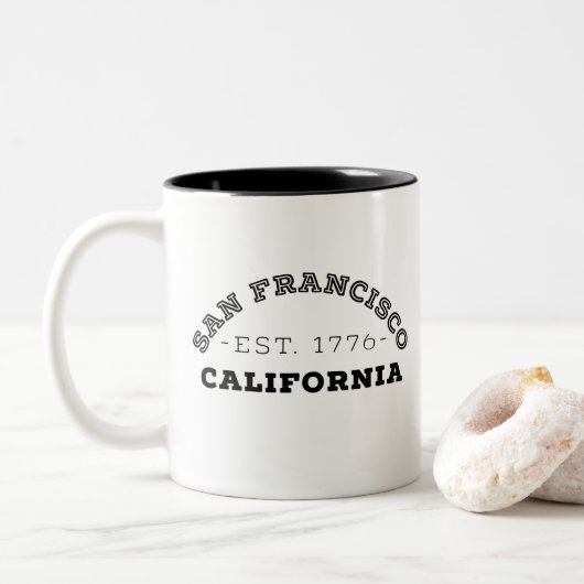 San Francisco California Tweekleurige Koffiemok (Met donut)