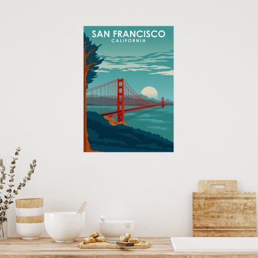 San Francisco California United States Travel Poster (Keuken)