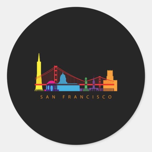 San Francisco California USA Skyline Ronde Sticker (Voorkant)