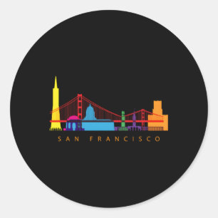 San Francisco California USA Skyline Ronde Sticker