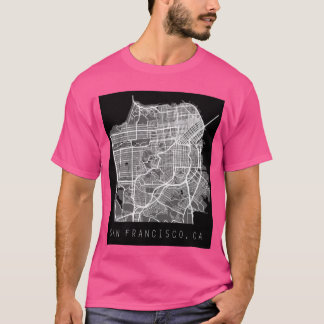 San Francisco Californië CA stadsplattegrond zwart T-shirt