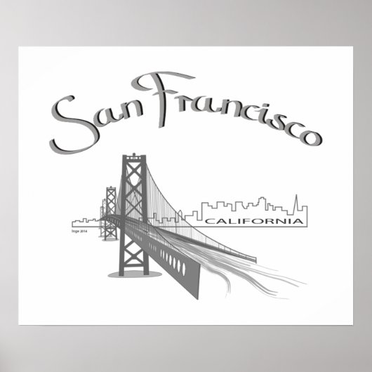 San Francisco, Californië - Grijs Poster (Voorkant)
