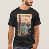San Francisco Californië Silhouet Reis Kunst Retro