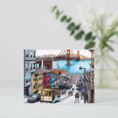 San Francisco, Californië Stripboek Style Art Briefkaart (Staand voorkant)