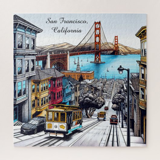 San Francisco, Californië Stripboek Style Art Legpuzzel (Verticaal)