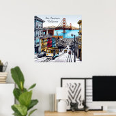 San Francisco, Californië Stripboek Style Art Poster (Thuiskantoor)