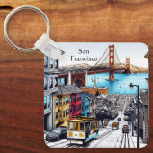San Francisco, Californië Stripboek Style Art Sleutelhanger (Voorkant)