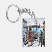 San Francisco, Californië Stripboek Style Art Sleutelhanger (Voorkant Links)