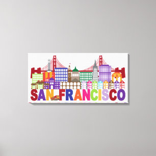 San Francisco, Californië Typografische vormgev Canvas Afdruk