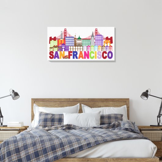 San Francisco, Californië | Typografische vormgevi Canvas Afdruk (Insitu (Slaapkamer))