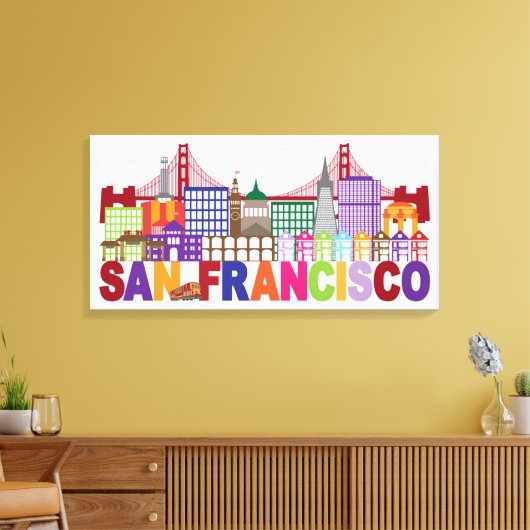 San Francisco, Californië | Typografische vormgevi Canvas Afdruk (Insitu (Woonkamer))
