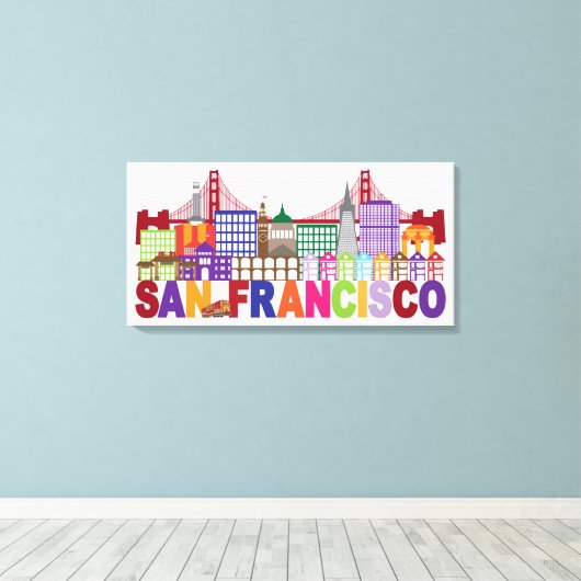 San Francisco, Californië | Typografische vormgevi Canvas Afdruk (Insitu (Houten vloer))
